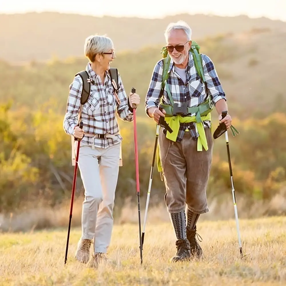 A couple walking outdoors